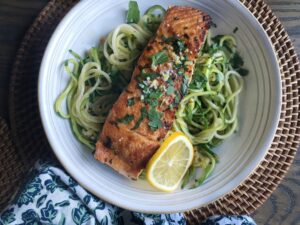 Baked Salmon with Zucchini Noodles