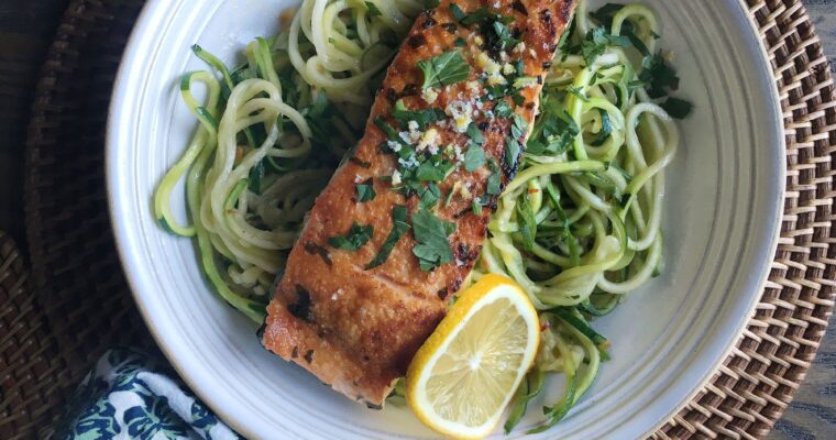 Zesty Baked Salmon with Zucchini Noodles